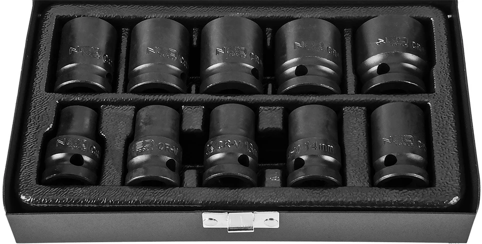 Neo Šešiakampių smūginių lizdų rinkinys 10-24mm 10vnt (12-101)