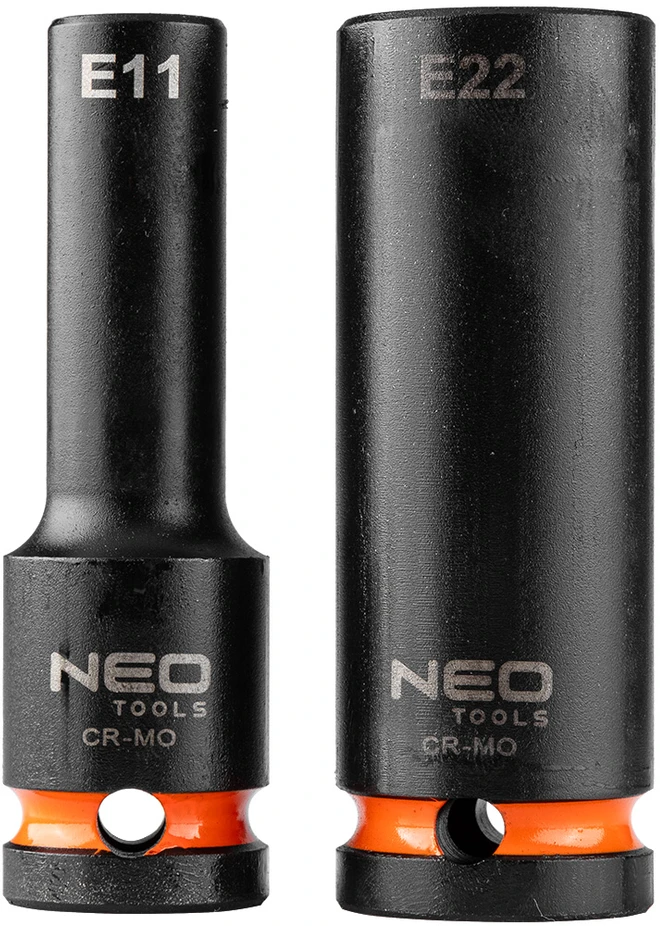 Neo Tools Smūginiai Torx antgaliai, 1/2", 9 dalių rinkinys, E10-E24, CrMo