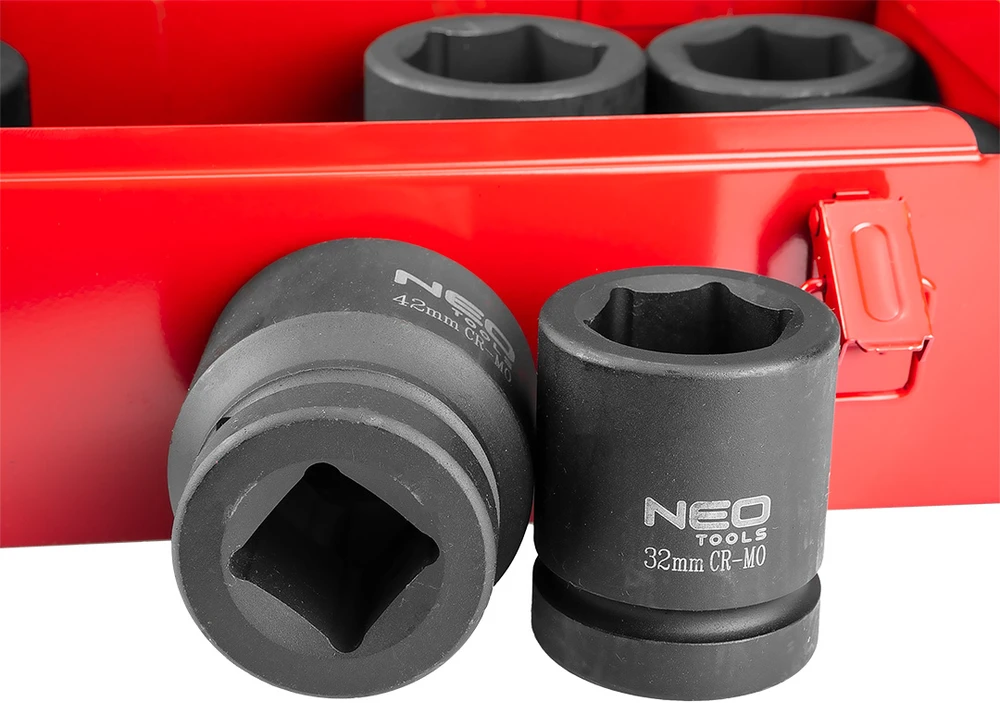 Nasadki, Šešiakampių antgalių rinkinys 1" 27-50mm, 9 vnt