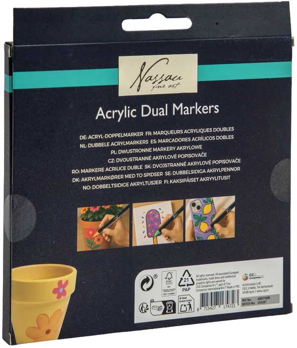 Nassau - Akrilinis žymeklis su dviem antgaliais, 12 vnt. (AR077000)