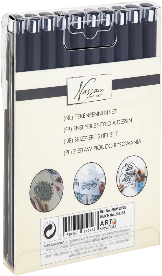 „Nassau“ – piešimo rašiklių rinkinys su plonais flomasteriais, 10 vnt. (AR0224/GE)
