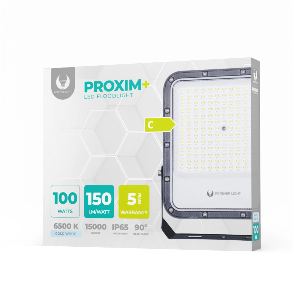 Plastrol „Telforceone“ LED prožektorius PROXIM+ 100W 6500K 15000lm 230V IP65 „Forever Light“ 150lm/W 5 metų garantija