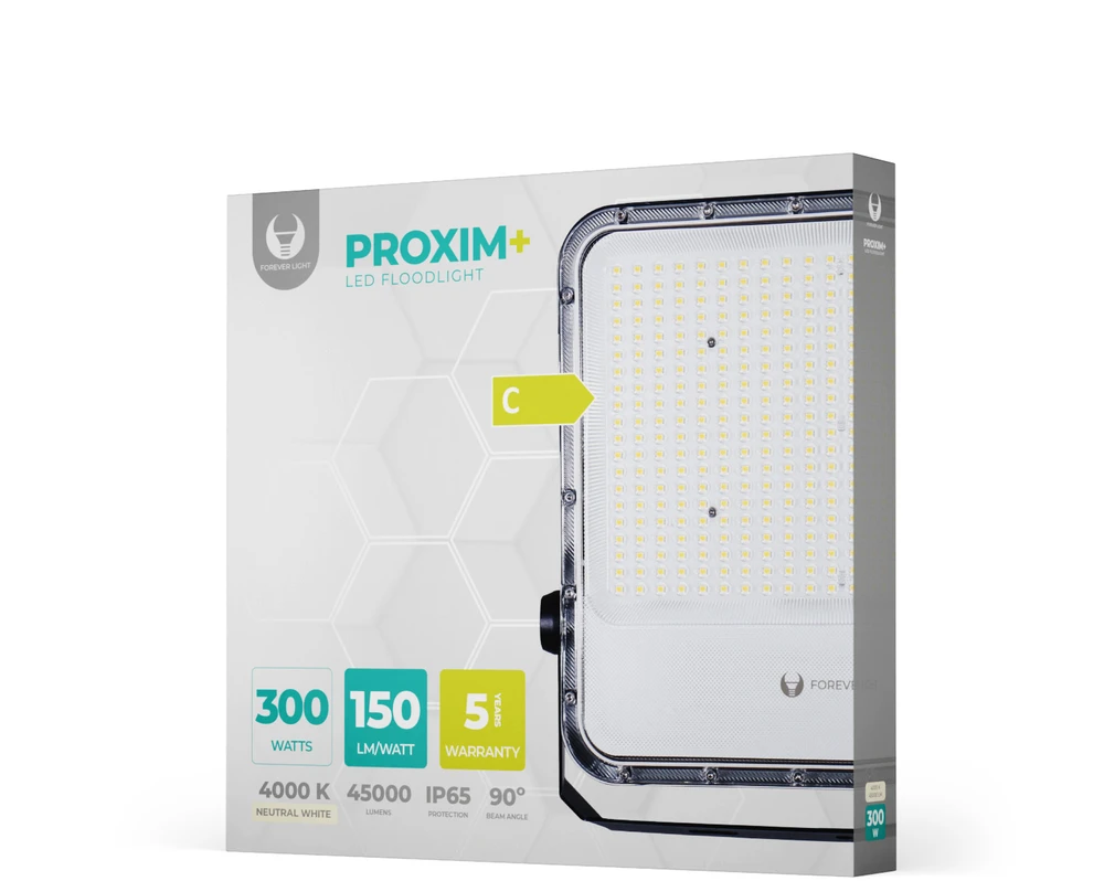 Plastrol „Telforceone“ LED prožektorius PROXIM+ 300W 4000K 45000lm 230V IP65 „Forever Light“ 150lm/W 5 metų garantija