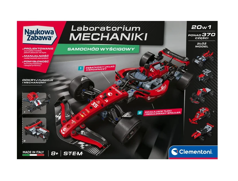 Clementoni mokslinė pramoga – mechanikos laboratorija: lenktyninis automobilis