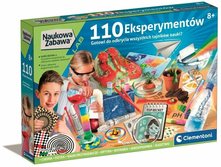 Naukowa Mokslo pramogos 110 eksperimentų lenkų kalba Clementoni 50720