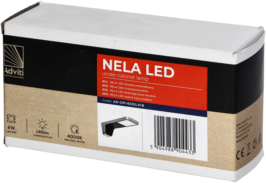Orno NELA LED šviestuvas po spintele, 2 W, 145 lm, 4000 K, juodas