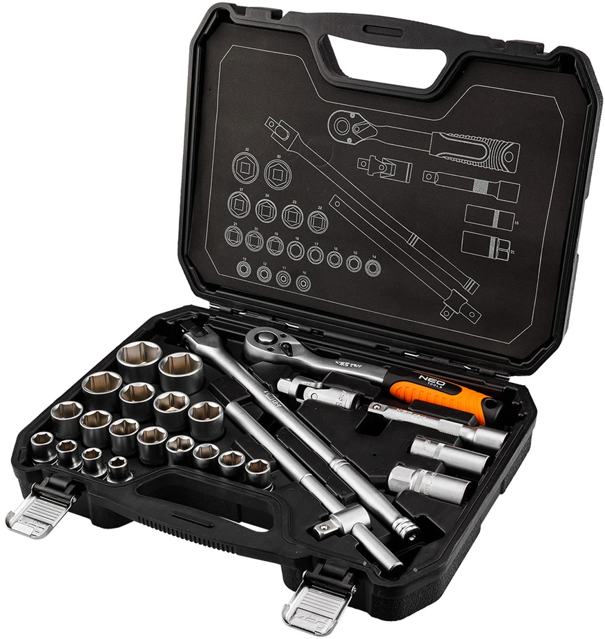 Zestaw Rinkinys 1/2" galvučių raktų rinkinys, 25 vnt., satininis