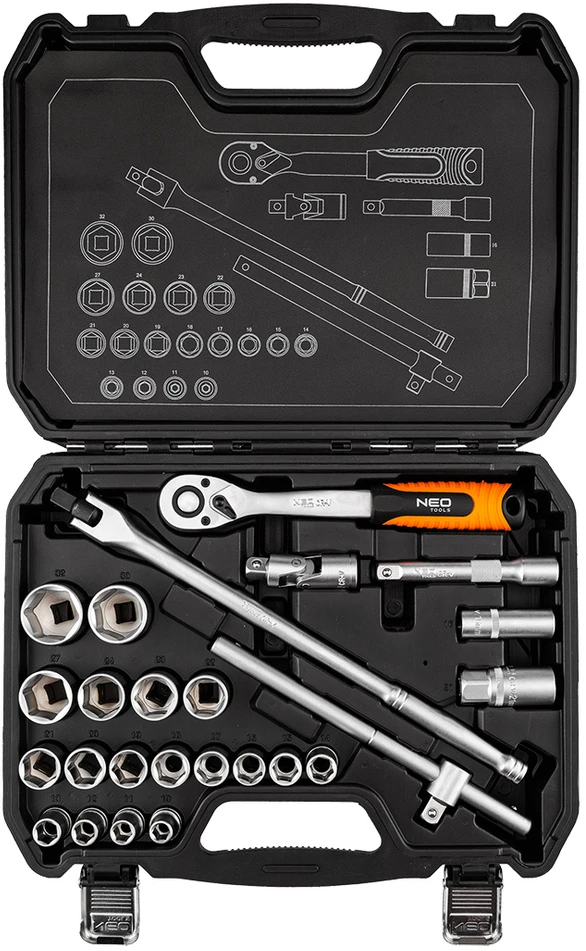 Zestaw Rinkinys 1/2" galvučių raktų rinkinys, 25 vnt., satininis