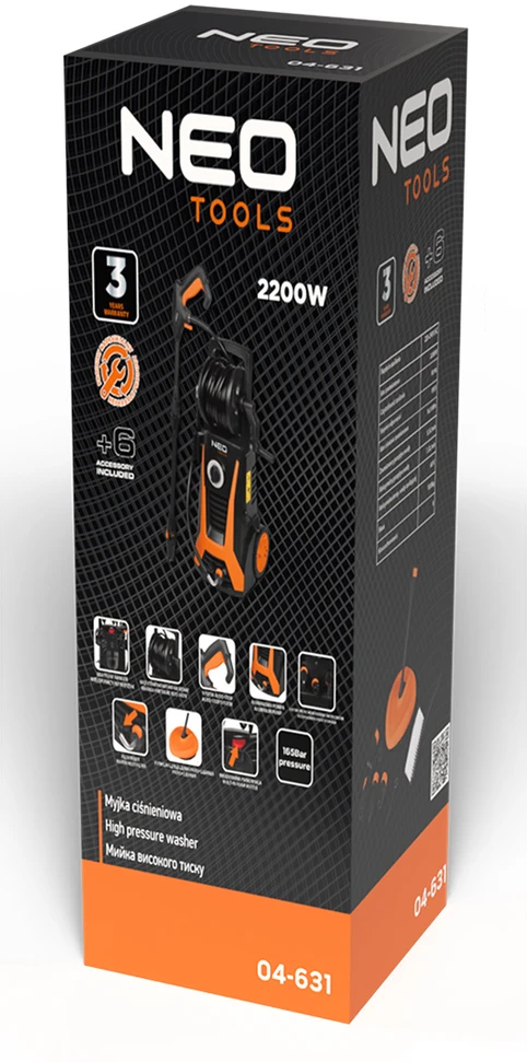 Neo Tools Aukšto slėgio plovykla 2200W, ciśnienie maks. 165 bar
