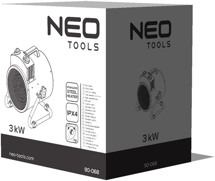 Neo Tools Pastatomas elektrinis šildytuvas NEO, 3000W, IPX4, 90-068