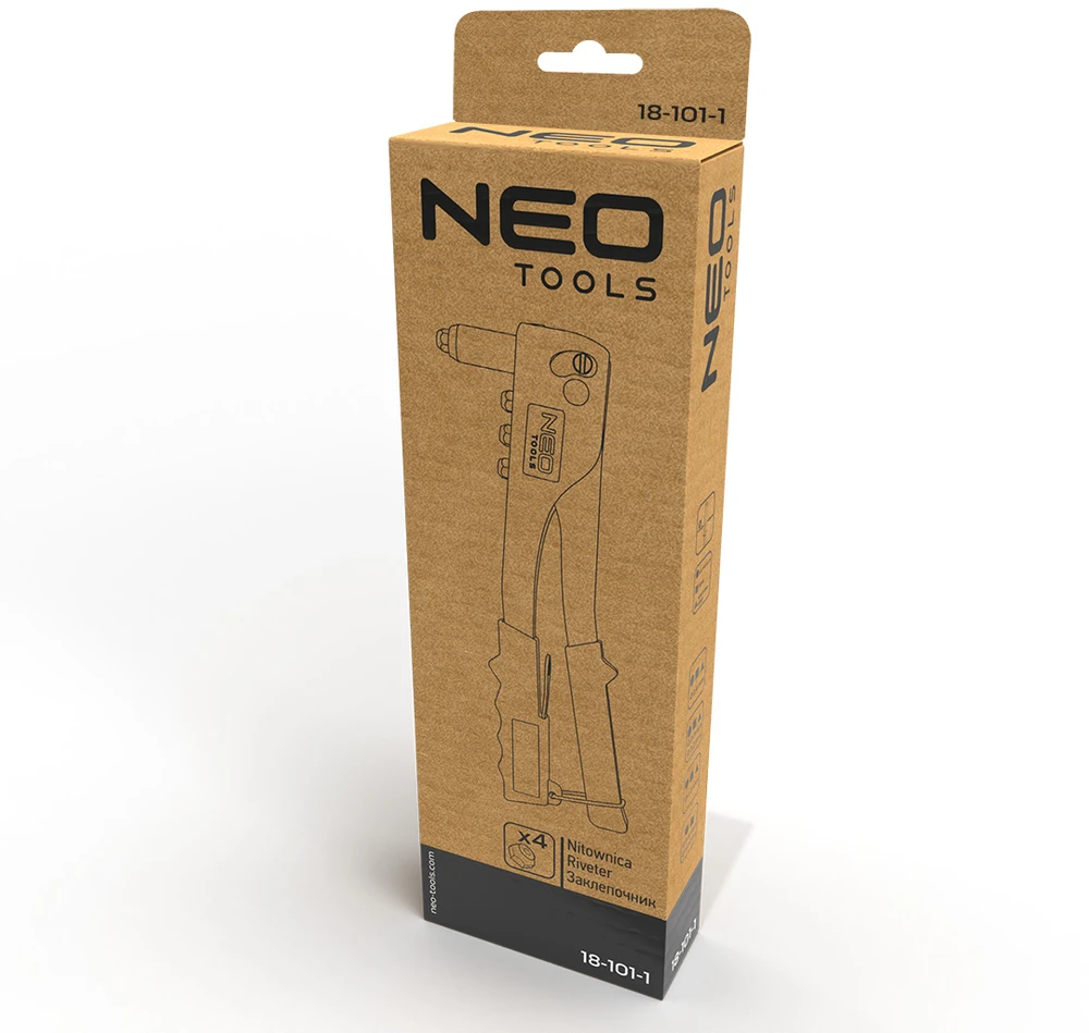Neo Nitownica Kniedžių pistoletas plieninėms ir aliumininėms kniedėms 2,4/3,2/4,0/4,8 mm