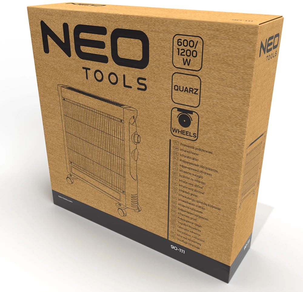 Neo Tools Kvarcinis infraraudonųjų spindulių šildytuvas 600W/1200W