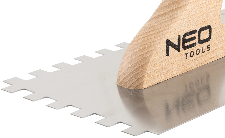 Dantyta mentelė NEO 380 x 128 mm, 0,7 mm storio, medine rankena