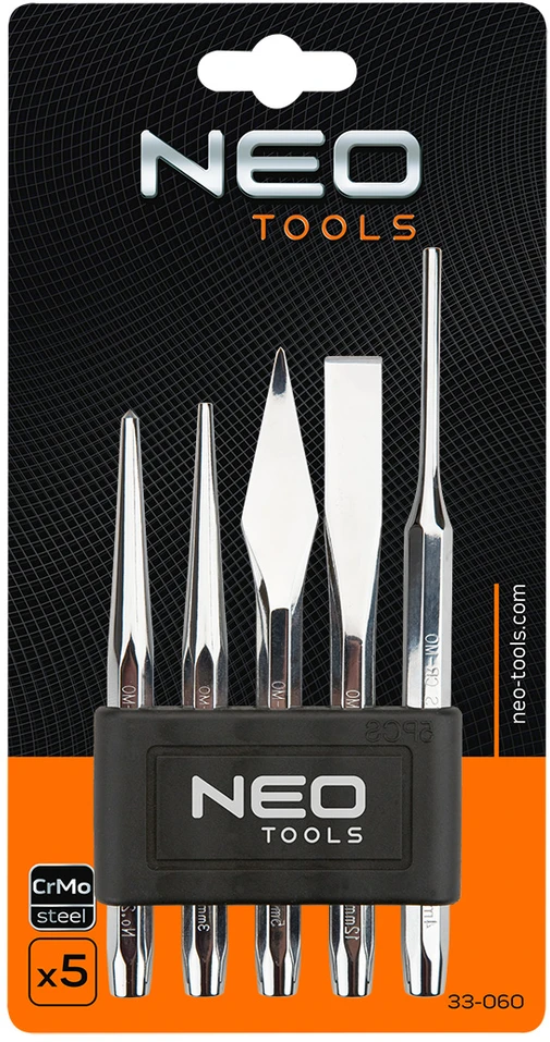 Neo Tools Kalimo kaltų ir kirstukų rinkinys NEO 33-060 (5 vnt.)