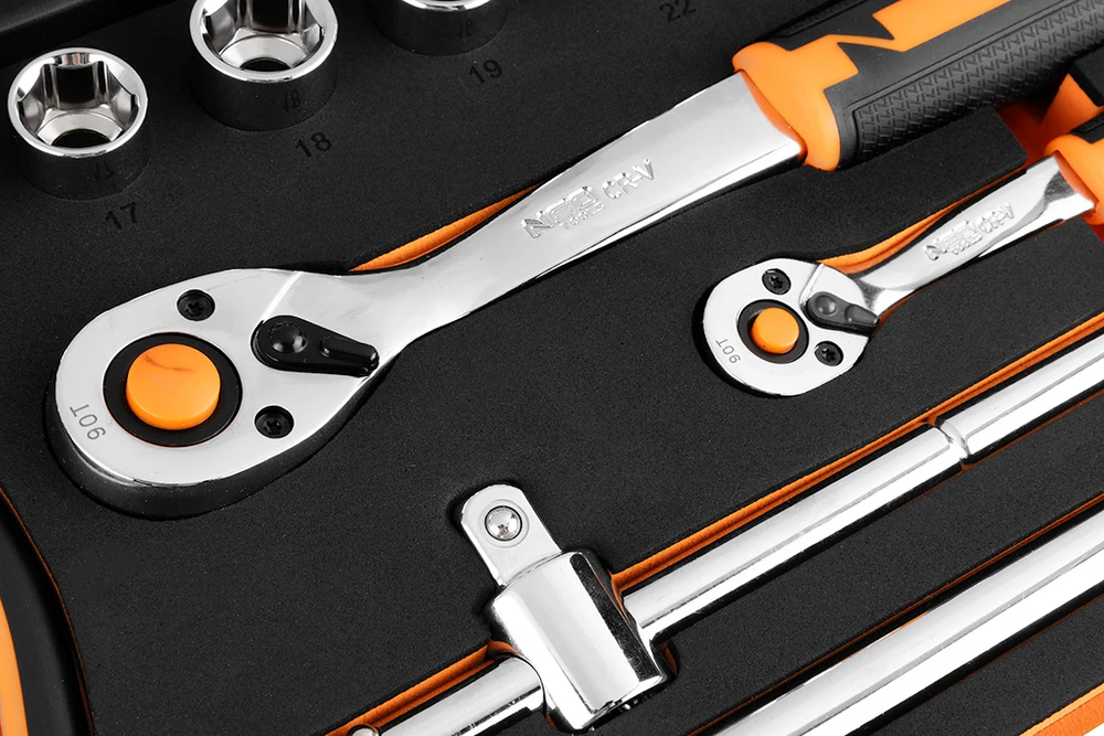 Neo Tools Rinkinys kluczy nasadowych 1/2", 1/4", 95 vnt., CrV, pianka EVA