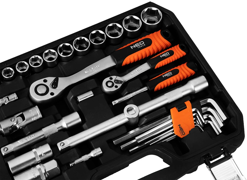 Neo Tools Darbo įrankių ir priedų rinkinys NEO, 1/2", 1/4", 100 vnt.