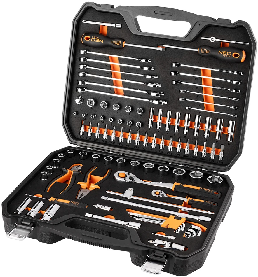 Neo Tools Rinkinys kluczy nasadowych 1/2", 1/4", 95 vnt., CrV, pianka EVA