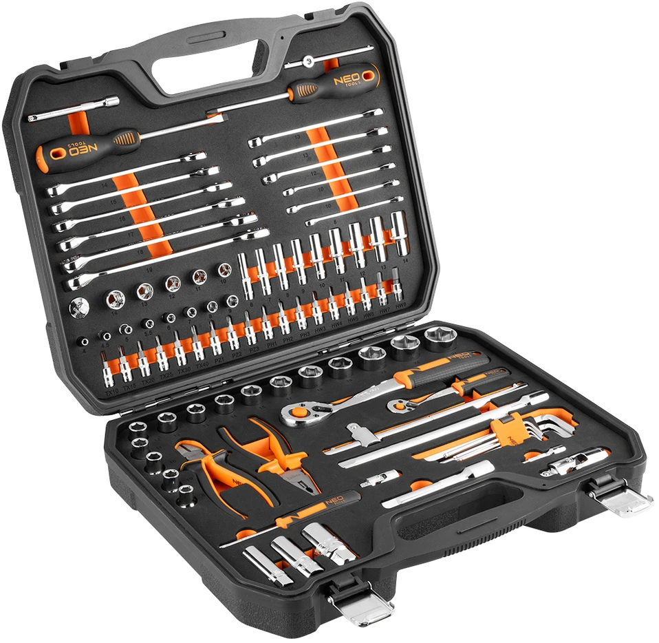 Neo Tools Rinkinys kluczy nasadowych 1/2", 1/4", 95 vnt., CrV, pianka EVA