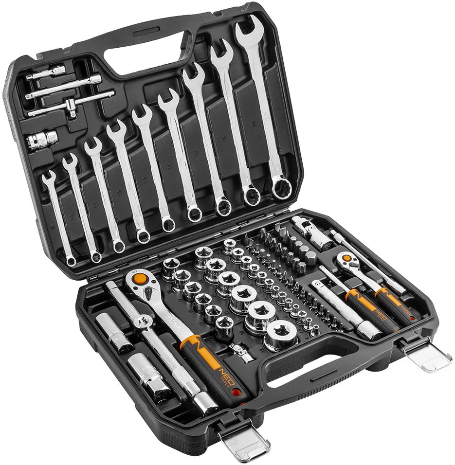 Neo Tools Antgalių raktų rinkinys 1/2", 1/4", 82 vnt., CrV, ECO