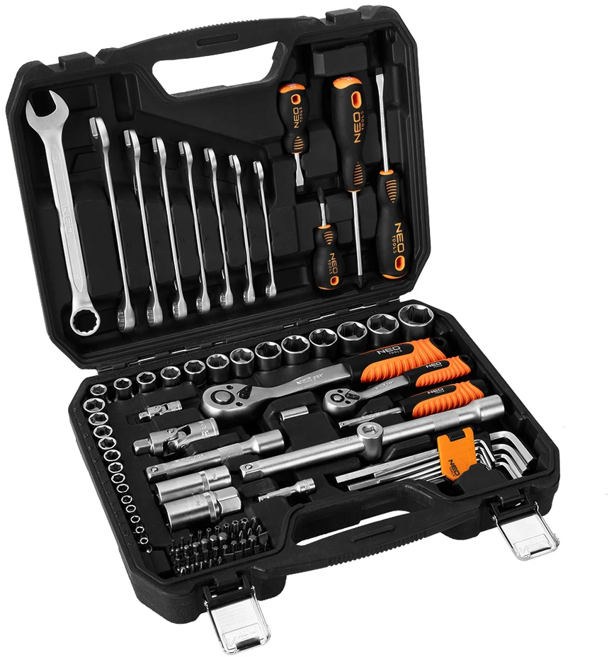 Neo Tools Darbo įrankių ir priedų rinkinys NEO, 1/2", 1/4", 100 vnt.