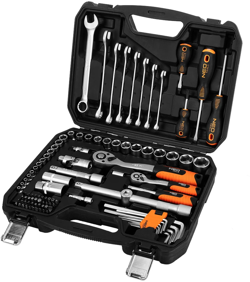 Neo Tools Darbo įrankių ir priedų rinkinys NEO, 1/2", 1/4", 100 vnt.