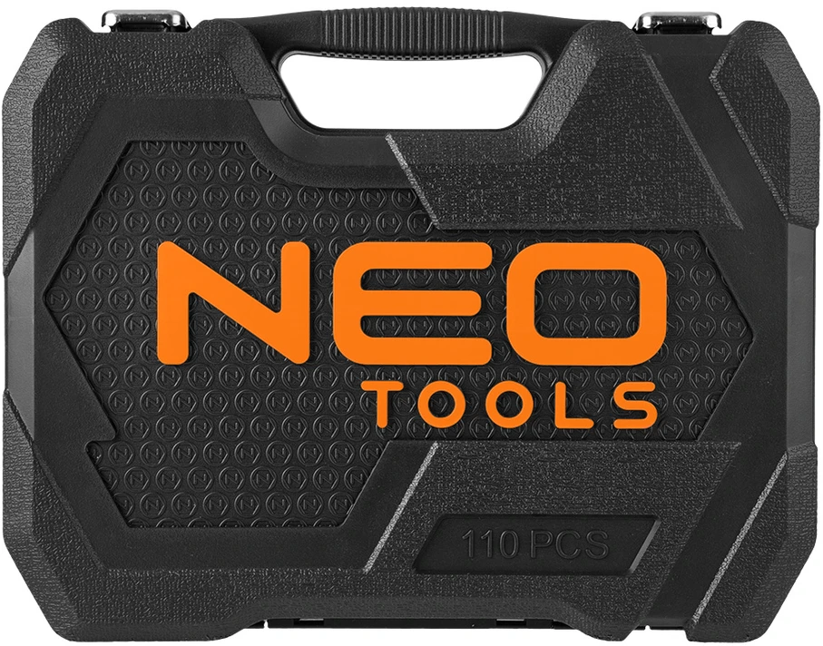 Neo 110 dalių raktų rinkinys 1/2", 1/4", satininis