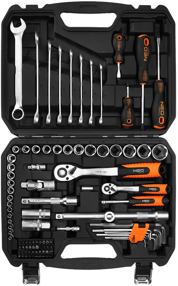 Neo Tools Darbo įrankių ir priedų rinkinys NEO, 1/2", 1/4", 100 vnt.