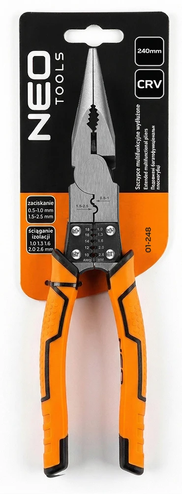 Neo Tools Prailgintos tiesios daugiafunkcinės replės 240 mm