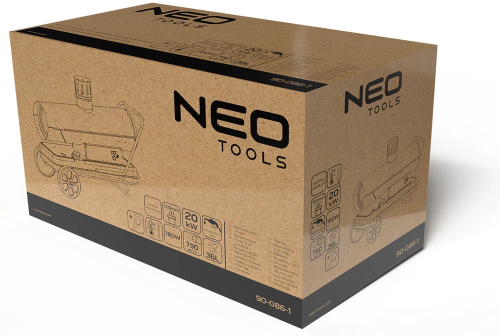 Neo Tools Tepalinis šildytuvas su išmetamųjų dujų išleidimu 20kW