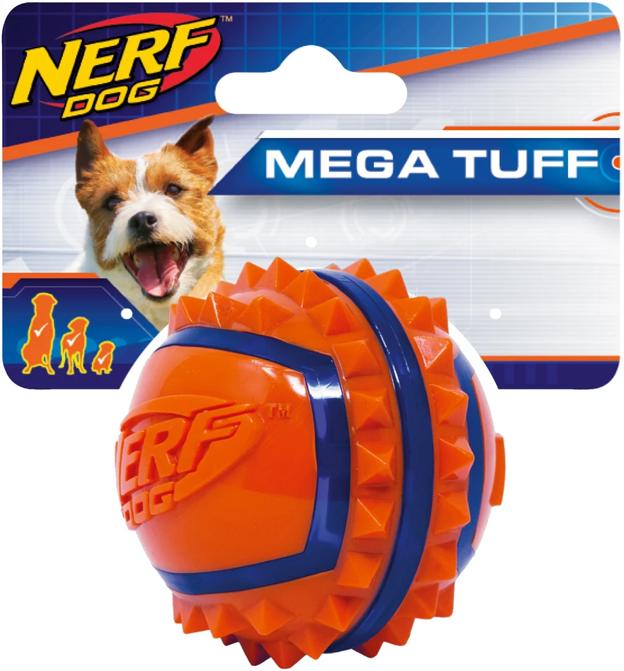 NERF - Nerf Dog dviejų spalvų TPR smaigalių kamuoliukas - mažas - 6,4 cm