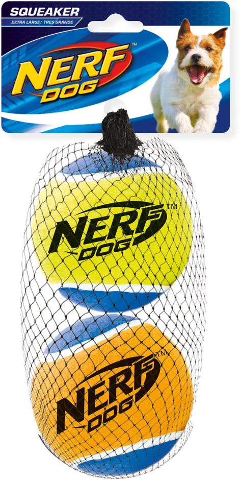 Hagen NERF - Nerf Dog Squeak teniso kamuoliukai - dideli - 2 vnt. pakuotė