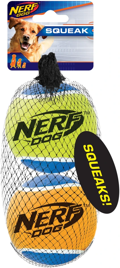 Hagen NERF - Nerf Dog Squeak teniso kamuoliukai - dideli - 2 vnt. pakuotė