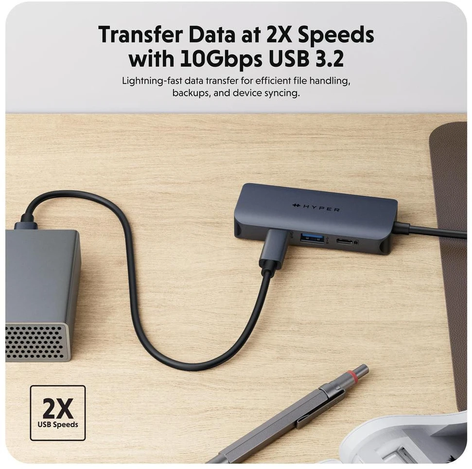 Hiper | HyperDrive Next 4 prievadų USB-C šakotuvas | HD4001GL | HDMI jungtys kiekis 1