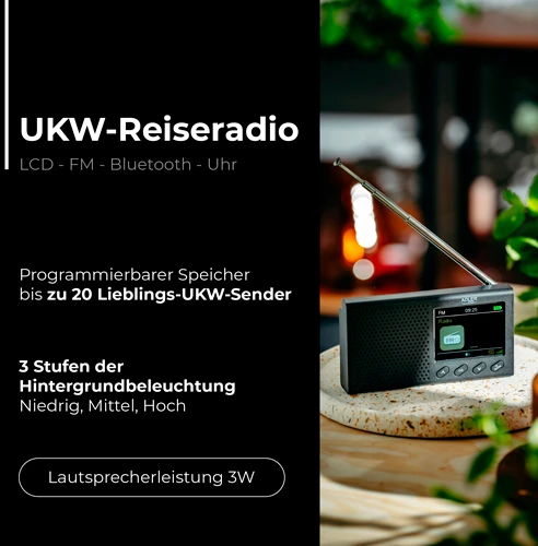 Kelioninė radija ADLER AD-1198 su laikrodžiu ir Bluetooth