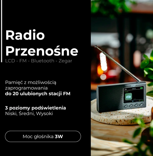 Kelioninė radija ADLER AD-1198 su laikrodžiu ir Bluetooth