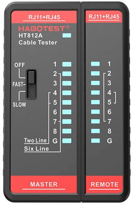 Habotest tinklo kabelio testeris HT812A RJ45/RJ14/RJ12/RJ9