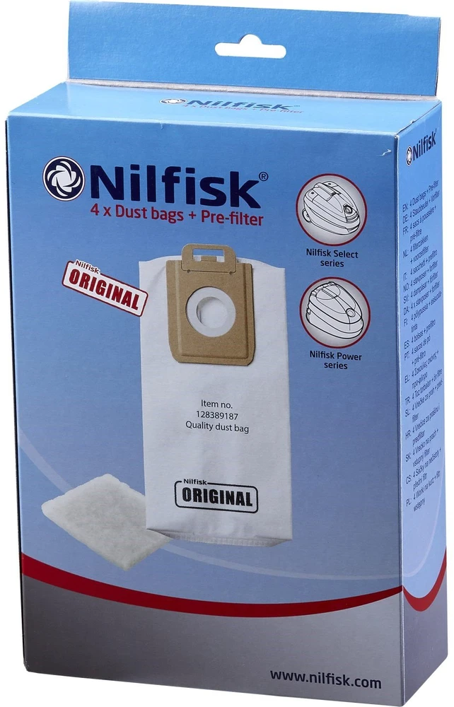 NILFISK 128389187 Dulkių siurblio maišeliai. Galia. Pasirinkite