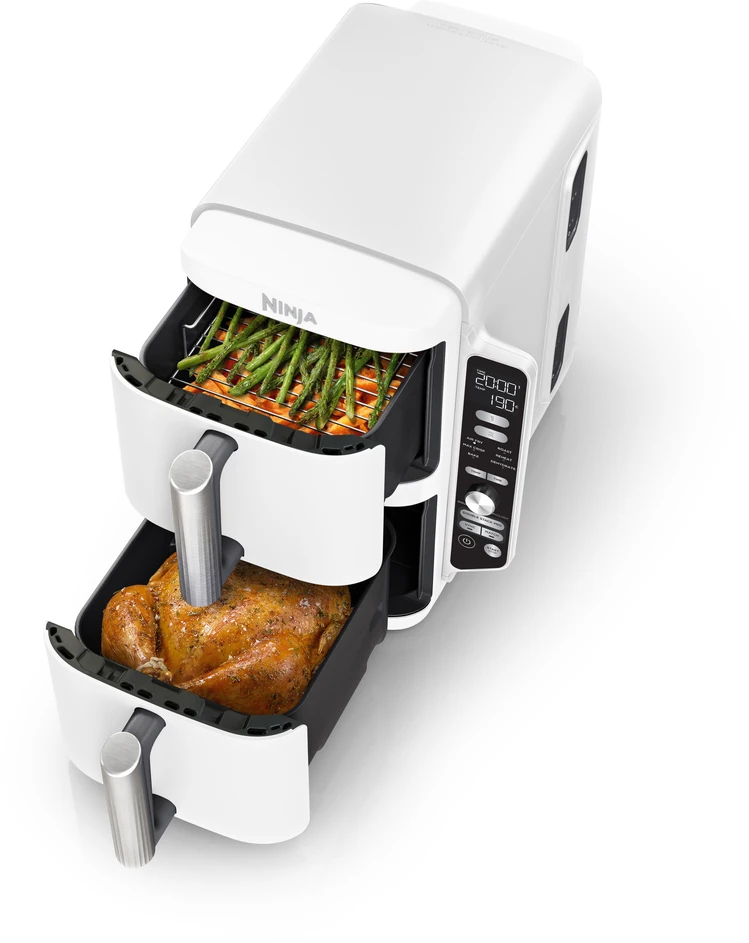 Karšto oro gruzdintuvė Ninja Double Stack XL, 2 lygių, 9,5 l, SL400EU, balta