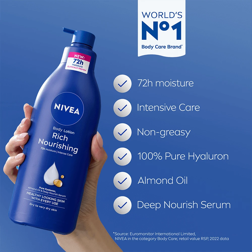 Nivea maitinamasis drėkinamasis kūno pienelis su pompa, 400 ml