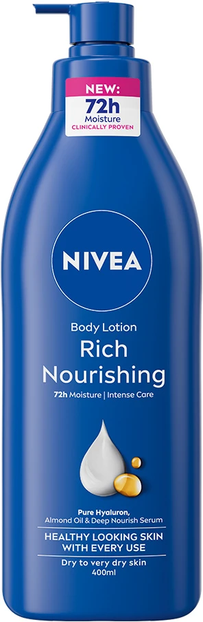 Nivea maitinamasis drėkinamasis kūno pienelis su pompa, 400 ml