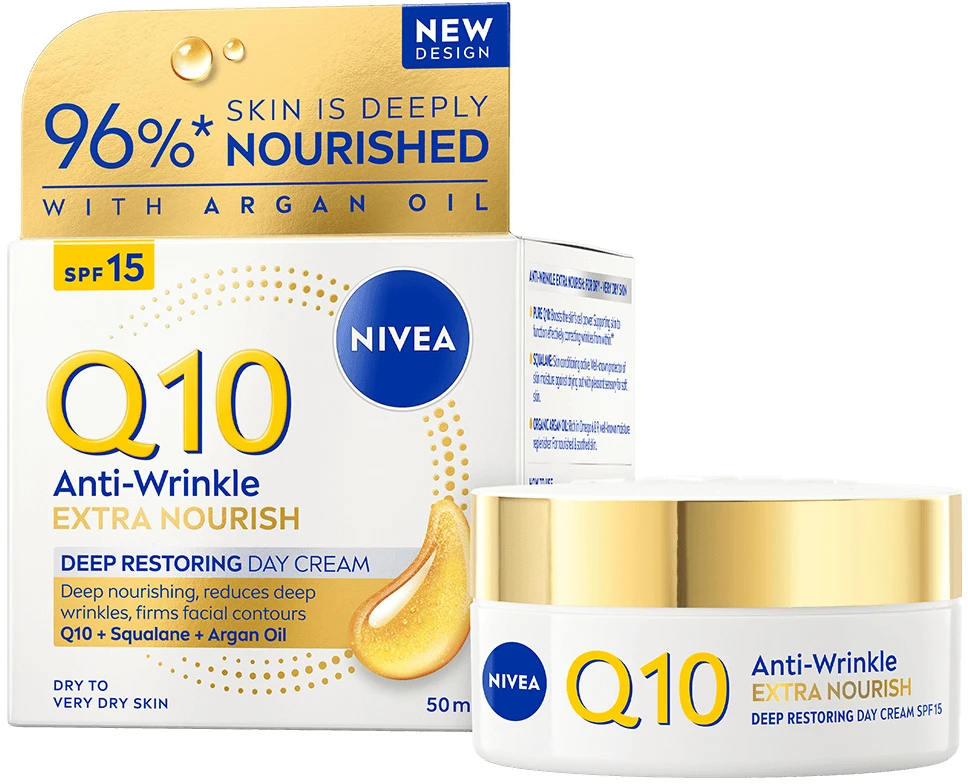Nivea Q10 Extra Nourish dieninis kremas nuo saulės, 50 ml
