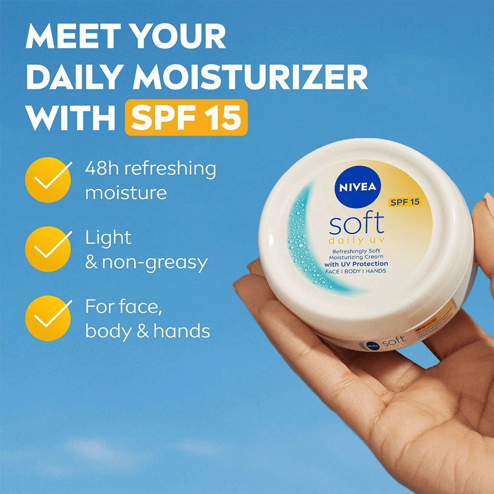 Nivea – švelnus kasdienis apsauginis kremas nuo saulės su SPF 15, 100 ml