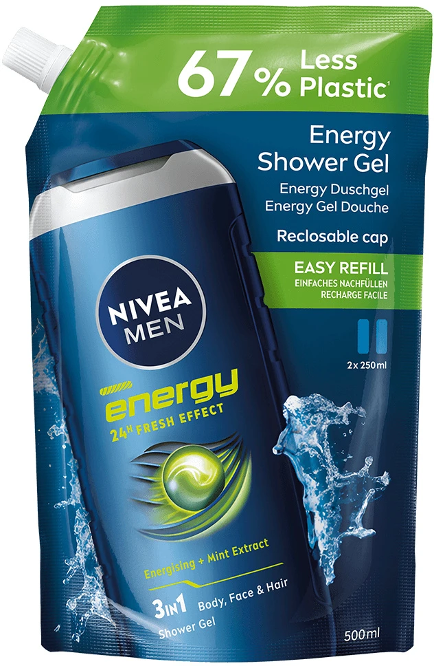 „Nivea“ vyrams skirtas dušo želė „Energy“ papildymas, 500 ml