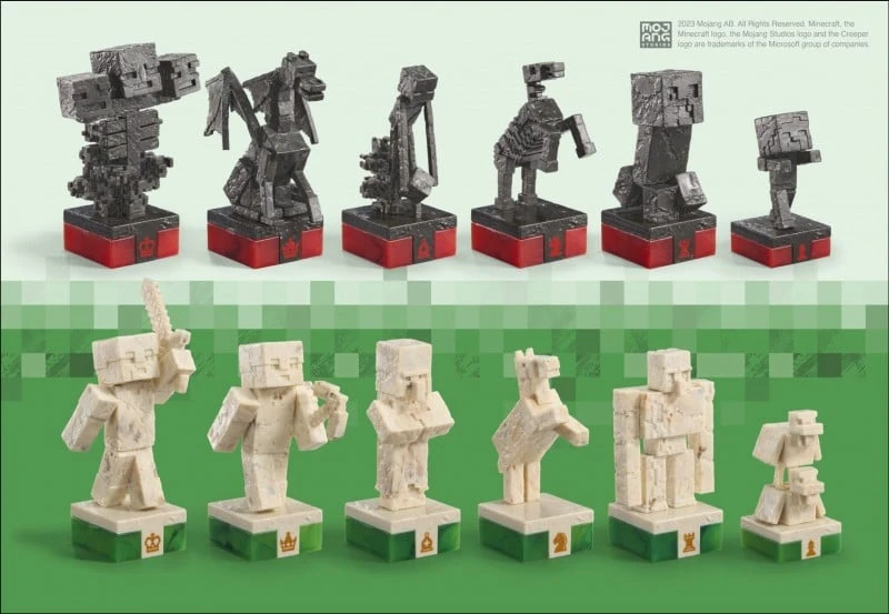 „Noble Collection France Minecraft“ – šachmatų rinkinys „Overworld Heroes vs. Hostile Mobs“