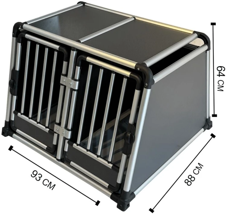 Nordic Paws - Transportavimo narvas Alu Double - 2x45cm/2x44cm/88cm/45cm/64cm