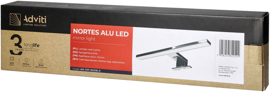 Lubinis šviestuvas Orno NORTES LED 12W, veidrodinė lempa, 900lm, 4000K, ilgis 50 cm, aliuminis