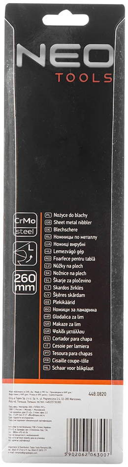 Nożyce Lakštinio metalo žirklės 260 mm, kairės