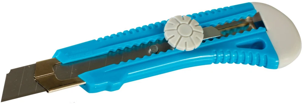Mega 18 mm peilis su metaline kreipiančiąja ir sraigtiniu užraktu.