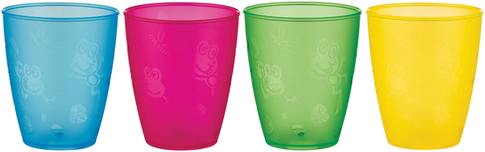 „Nuby“ – 4 dalių geriamųjų stiklinių rinkinys – ryškios spalvos – 300 ml + 9 mėn.