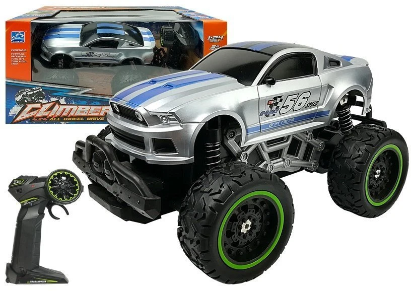 Lean Toys Cliber R/C nuotoliniu būdu valdomas automobilis su aukštais sidabro spalvos ratais